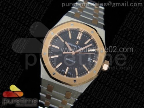 JF공장 오데마피게 로얄오크 37MM 블랙다이얼 로즈골드콤비 _ 브슬 Royal Oak 37mm 15450 RG Bezel JF 1_1 Best Edition Black Dial on SS_RG Bracelet A3120