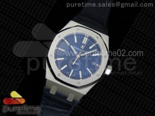 JF공장 오데마피게 로얄오크 37MM 블루다이얼 _ 가죽 Royal Oak 37mm 15450 SS JF 1_1 Best Edition Blue Dial on Black Leather Strap A3120