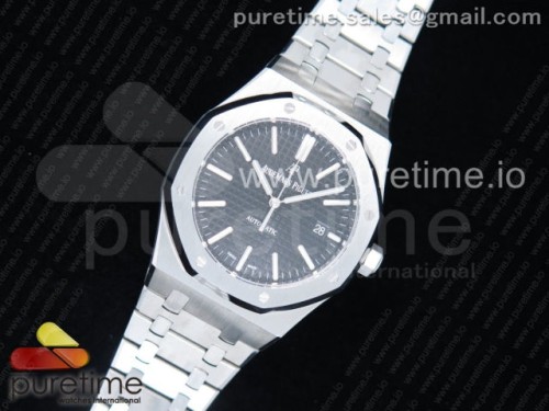 JF오데마피게 로얄오크 15400 41MM V5 Royal Oak 41mm 15400 SS JF 1_1 Best Edition Black Textured Dial on SS Bracelet A3120 V5