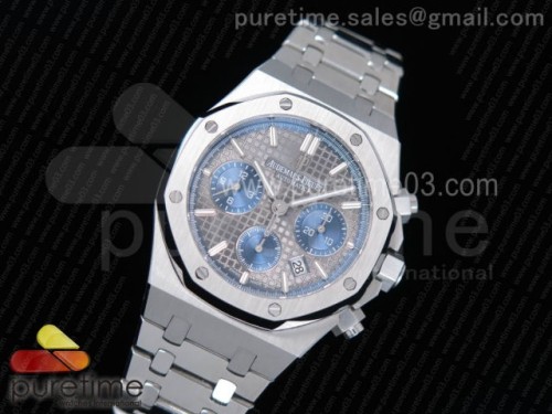 JH공장 오데마피게 로얄오크 크로노그래프 그레이_블루 다이얼 _ 브슬 Royal Oak Chronograph SS JHF Best Edition Gray_Blue Dial on SS Bracelet A7750