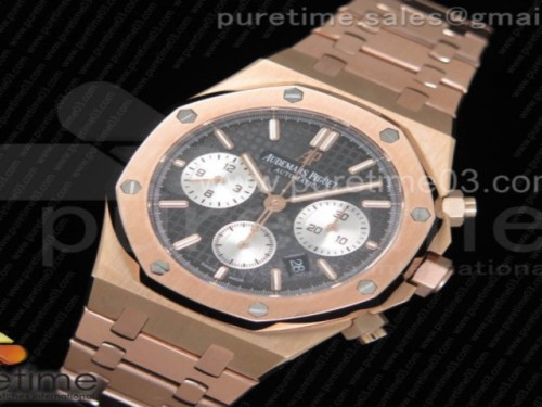 JH공장 오데마피게 로얄오크 크로노그래프 블랙_화이트 다이얼 로즈골드 _ 브슬 Royal Oak Chronograph RG JHF Best Edition Black_White Dial on RG Bracelet A7750
