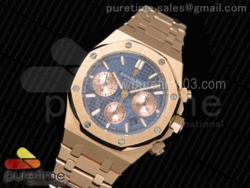 JH공장 오데마피게 로얄오크 크로노그래프 블루_로즈골드 다이얼 로즈골드 _ 브슬 Royal Oak Chronograph RG JHF Best Edition Blue_RG Dial on RG Bracelet A7750