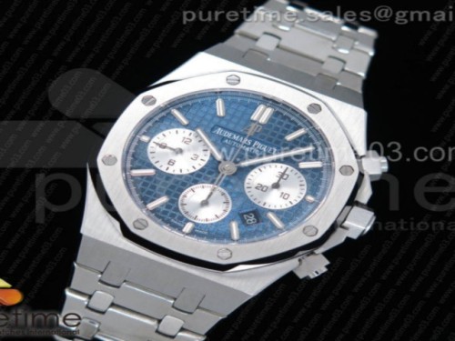 JH공장 오데마피게 로얄오크 크로노그래프 블루_화이트 다이얼 _ 브슬 Royal Oak Chronograph SS JHF Best Edition Blue_White Dial on SS Bracelet A7750