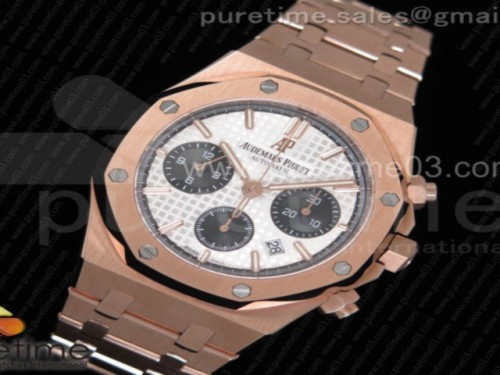 JH공장 오데마피게 로얄오크 크로노그래프 화이트_블랙 다이얼 로즈골드 _ 브슬 Royal Oak Chronograph RG JHF Best Edition White_Black Dial on RG Bracelet A7750