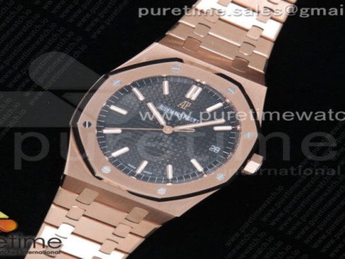 OM공장 오데마피게 15500 로얄오크 41MM 로즈골드 블랙다이얼 브슬 _ Royal Oak 41mm 15500 RG OMF 11 Best Edition Black Textured Dial on RG Bracelet MIYOTA 9015