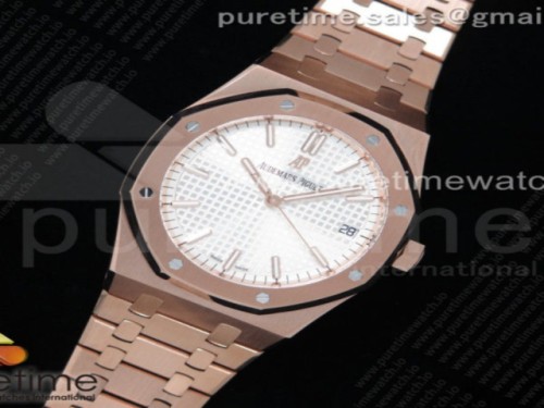 OM공장 오데마피게 15500 로얄오크 41MM 로즈골드 화이트다이얼 브슬 _ Royal Oak 41mm 15500 RG OMF 11 Best Edition White Textured Dial on RG Bracelet MIYOTA 9015