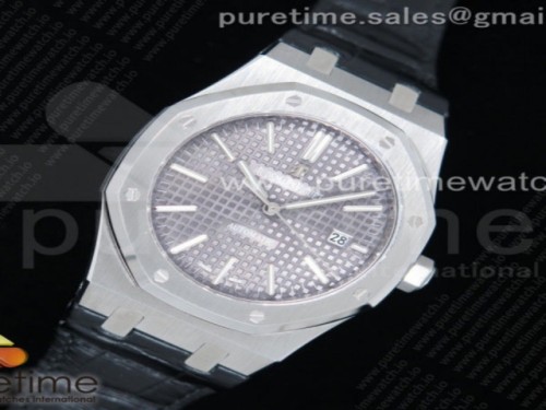 OM공장 오데마피게 로얄오크 15400 그레이다이얼 가죽 _ Royal Oak 41mm 15400 SS OMF 11 Best Edition Gray Textured Dial on Black Leather Strap A3120