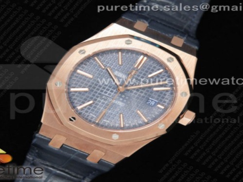 OM공장 오데마피게 로얄오크 15400 로즈골드 블루다이얼 가죽 _ Royal Oak 41mm 15400 RG OMF 11 Best Edition Blue Textured Dial on Blue Leather Strap A3120
