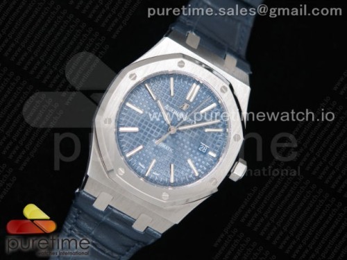 OM공장 오데마피게 로얄오크 15400 블루다이얼 블루가죽 _ Royal Oak 41mm 15400 SS OMF 11 Best Edition Blue Textured Dial on Blue Leather Strap A3120