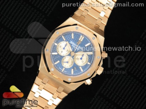 OM공장 오데마피게 로얄오크 크로노 옐로우골드 블루골드다이얼 브슬 _ Royal Oak Chrono 26331ST YG OMF 11 Best Edition BlueGold Dial on YG Bracelet A7750