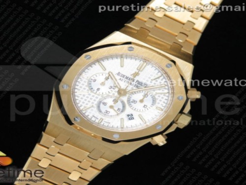 OM공장 오데마피게 로얄오크 크로노 옐로우골드 화이트다이얼 브슬 _ Royal Oak Chrono 26331ST YG OMF 11 Best Edition White Dial on YG Bracelet A7750