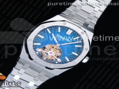 R8공장 오데마피게 로얄오크 2018 SIHH 뚜르비옹 블루다이얼 _ 브슬 Royal Oak 2018 SIHH SS Tourbillon R8F Blue Sunburst Tapisserie Dial on SS Bracelet