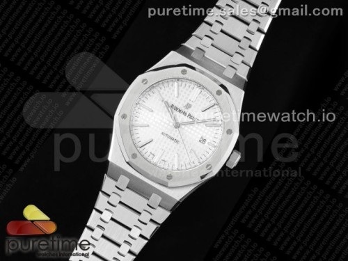 ZF공장 오데마피게 로얄오크 15400 화이트다이얼 브슬 _ Royal Oak 41mm 15400 SS ZF 11 Best Edition White Textured Dial on SS Bracelet SA3120 Super Clone