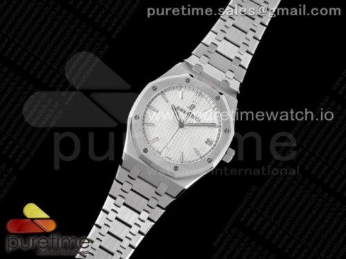 ZF공장 오데마피게 로얄오크 15500 화이트디이얼 브슬 _ Royal Oak 41mm 15500 SS ZF 11 Best Edition White Textured Dial on SS Bracelet A4302 V2