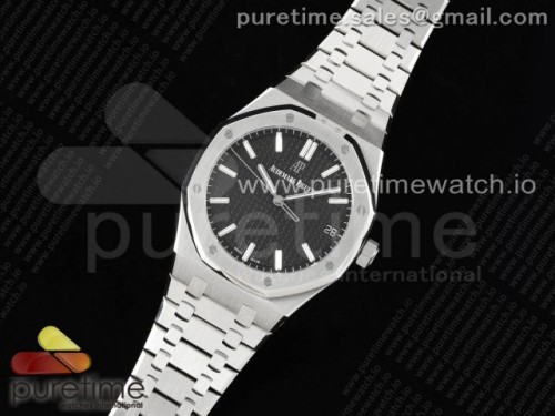 ZF공장 오데마피게 로얄오크 15500_41미리 최신 Royal Oak 41mm 15500 SS ZF 11 Best Edition Black Textured Dial on SS Bracelet A4302 Super Clone