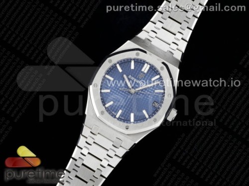 ZF공장 오데마피게 로얄오크 15500_41미리 최신 Royal Oak 41mm 15500 SS ZF 11 Best Edition Blue Textured Dial on SS Bracelet A4302 Super Clone