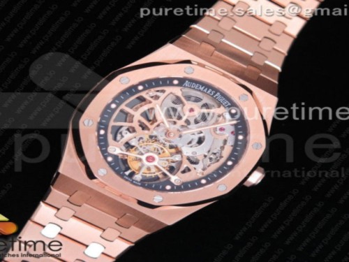 오데마피게 로얄오크 뚜르비옹 스켈레톤다이얼 로즈골드 _ 브슬 Royal Oak Tourbillon Extra-Thin Openworked RG Skeleton Dial on RG Bracelet V2