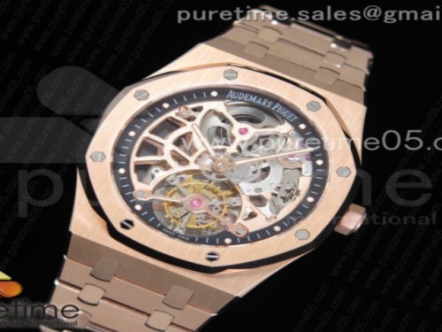 오데마피게 로얄오크 뚜르비옹 스켈레톤다이얼 로즈골드 _ 브슬 Royal Oak Tourbillon Extra-Thin Openworked YG Skeleton Dial on YG Bracelet