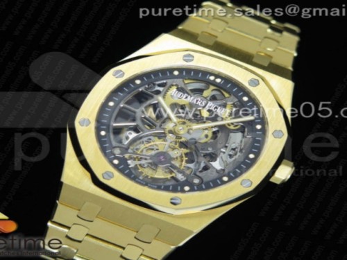오데마피게 로얄오크 뚜르비옹 스켈레톤다이얼 옐로우골드 _ 브슬 Royal Oak Tourbillon Extra-Thin Openworked YG Skeleton Dial on YG Bracelet