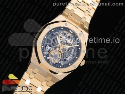 오데마피게 로얄오크 뚜르비옹 스켈레톤다이얼 옐로우골드 _ 브슬 Royal Oak Tourbillon Extra-Thin Openworked YG Skeleton Dial on YG Bracelet V2