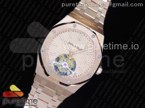 오데마피게 로얄오크 로즈골드 뚜르비옹 로즈골드 텍스트 다이얼 _ 브슬 Royal Oak RG Tourbillon Rose Gold Textured Dial on SS Bracelet