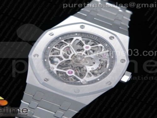 오데마피게 로얄오크 페이크뚜르비옹 스켈레톤다이얼 _ 브슬 Royal Oak Fake Tourbillon SS Skeleton Dial on SS Bracelet A23J