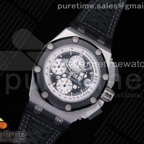 JF공장 V2 로얄오크오프쇼어 루벤 바리첼로 블랙다이얼 가죽 _ Royal Oak Offshore Ruben Barrichello II JF Best Edition Skeleton Dial on Black Leather Strap A3126 V2