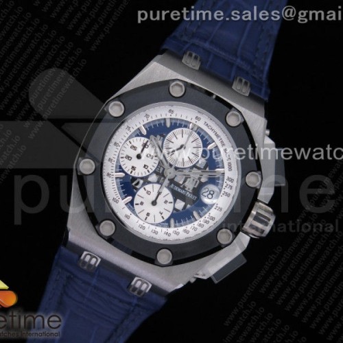 JF공장 V2 로얄오크오프쇼어 루벤 바리첼로 블루다이얼 가죽 _ Royal Oak Offshore Ruben Barrichello II JF Best Edition Blue Dial on Blue Leather Strap A3126 V2
