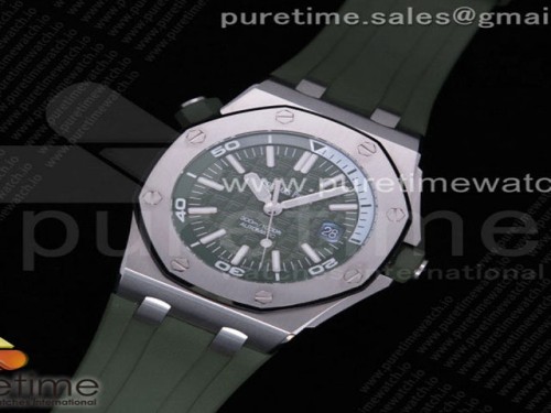 JF공장 오데마피게 로얄오크 오프쇼어 다이버 그린다이얼 러버 _ Royal Oak Offshore Diver Green 15710 JF 11 Best Edition on Green Rubber Strap A3120