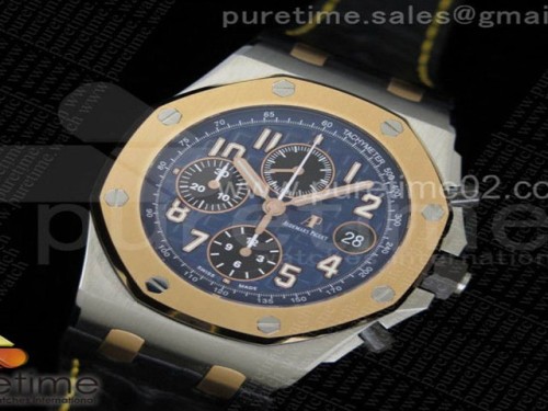 JF공장 오데마피게 로얄오크 오프쇼어 로즈골드 블루다이얼 _ 가죽 Royal Oak Offshore JF Best Edition SS Case RG Bezel Blue Dial on Black Leather Strap A3126