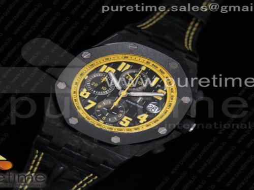 JF공장 오데마피게 로얄오크 오프쇼어 범블비 카본 _ 가죽 Royal Oak Offshore Bumble Bee Forged Carbon 1_1 JF Best Edition on Leather Strap A7750 V2 w_ Cyclops and DW Mod