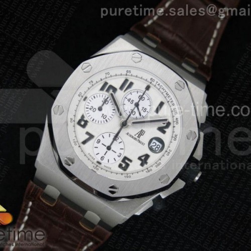 JF공장 오데마피게 로얄오크 오프쇼어 사파리 화이트다이얼 _ 가죽 Royal Oak Offshore Safari JF Best Edition White Dial on Brown Leather Strap A7750