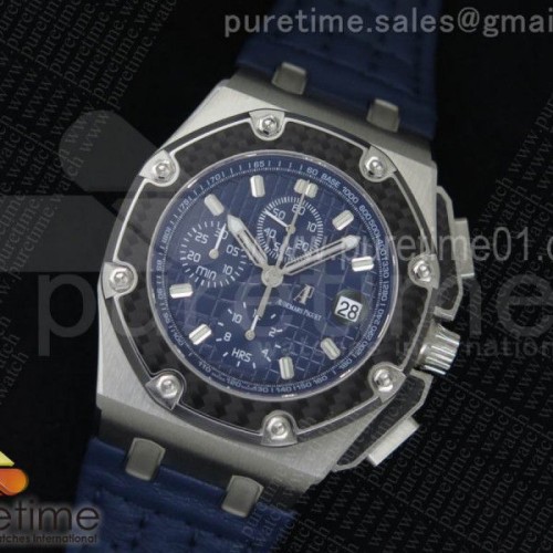 JF공장 오데마피게 로얄오크 오프쇼어 후안 파블로 몬토야 티타늄 블루다이얼 _ 가죽 Royal Oak Offshore Juan Pablo Montoya SS JF Best Edition Blue Dial on Blue Leather Strap A2226