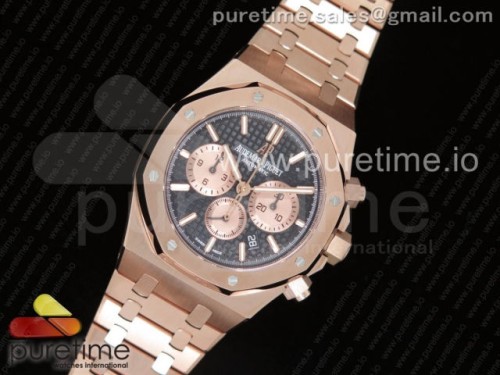 OM공장 오데마피게 로얄오크 크로노 _ 브슬 Royal Oak Chrono 26331ST RG OMF 1_1 Best Edition Black_Gold Dial on SS Bracelet A7750