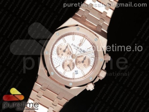OM공장 오데마피게 로얄오크 크로노 _ 브슬 Royal Oak Chrono 26331ST RG OMF 1_1 Best Edition White_Gold Dial on SS Bracelet A7750