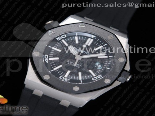 JF공장 오데마피게 로얄오크 오프쇼어 다이버 세라믹베젤 _ 러버스트랩 Royal Oak Offshore Diver 15710 JF Best Edition Ceramic Bezel Black Dial on Rubber Strap A3120 V9 (Free XS Strap)