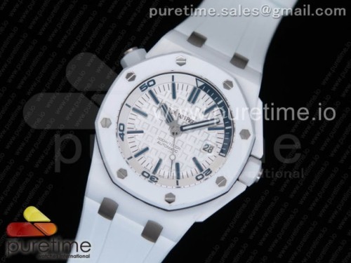 JF공장 오데마피게 로얄오크 오프쇼어 다이버 화이트세라믹 V2 _ 러버스트랩 Royal Oak Offshore Diver Solid White Ceramic JF 1_1 Best Edition on White Rubber Strap A3120 V2