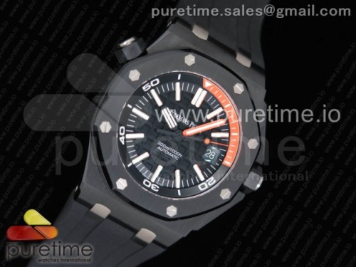 XF공장 오데마피게 로얄오크 오프쇼어 다이버 카본 오렌지 _ 러버스트랩 Royal Oak Offshore Diver Real Black Ceramic XF 1_1 Best Edition on Black Rubber Strap A3120 V2