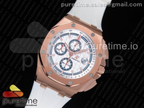 JF공장 오데마피게 로얄오크 오프쇼어 44MM 로즈골드 써머에디션 _ 화이트러버스트랩 Royal Oak Offshore 2017 44mm RG Summer Edition JF 1_1 Best Edition on White Rubber Strap A3126 V2 w_ Cyclops