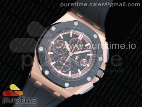 JF공장 오데마피게 로얄오크 오프쇼어 44MM 로즈골드블랙세라믹베젤 _ 러버스트랩 Royal Oak Offshore 2017 44mm RG Updated Black Ceramic Bezel JF 1_1 Best Edition on Rubber Strap A3126 V2 w_ Cyclops and DW Mod