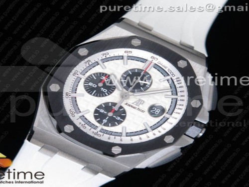JF공장 오데마피게 로얄오크 오프쇼어 44MM 블랙세라믹베젤 _ 화이트러버스트랩 Royal Oak Offshore 44mm SS Updated Black Ceramic Bezel JF 1_1 Best Edition on White Rubber Strap A3126