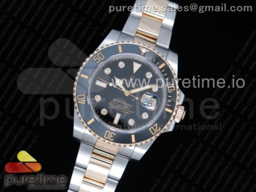 GM공장 롤렉스 서브마리너 포금 콤비 8포인트 블랙다이얼 흑콤 904L _ Submariner 116613 LN GMF Best Edition Wrapped Gold Black Dial Diamonds Markers on SSYG Bracelet SA3135