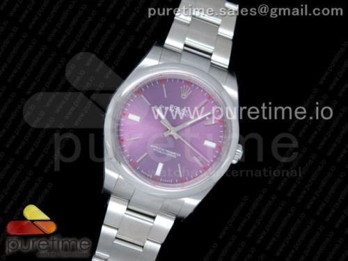 GM공장 롤렉스 오이스터퍼페츄얼 39MM 904L 스틸 퍼플다이얼 _ Oyster Perpetual 39mm 114300 GMF Best Edition Red Grape Dial on SS Bracelet SA3132
