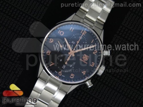 V6공장 태그호이어 까레라 칼리버 1887 크로노 블랙 다이얼 로즈골드 마커스 브레이슬릿 Carrera Calibre 1887 Chrono V6F 1_1 Best Edition Black Dial RG Markers on SS Bracelet CAL1887