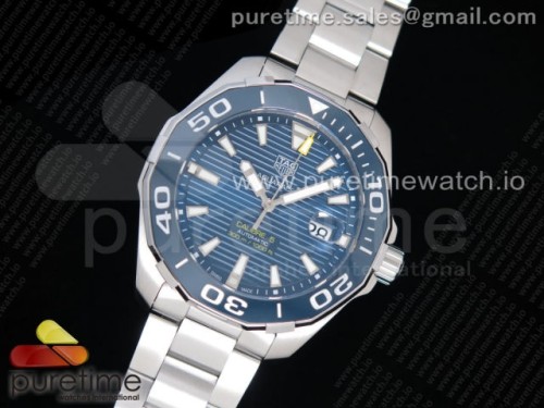 KOR공장 태그호이어 아쿠아레이서 칼리버 5 43MM 스틸 블루다이얼 브슬 _ Aquaracer Calibre 5 SS 43mm KOR 11 Best Edition Blue Ceramic Bezel Blue Dial on SS Bracelet SW200