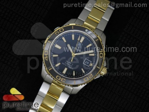 V6공장 태그호이어 아쿠아레이서 칼리버5 옐로우골드 Aquaracer Calibre 5 SS_YG 1_1 Black Dial on SS_YG Bracelet A2824