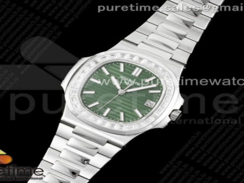 3K공장 파텍필립 노틸러스 5711 바게트 다이아베젤 그린다이얼 브슬 _ Nautilus 57111A 3KF 11 Best Edition Diamonds Bezel Green Textured Dial on SS Bracelet A324 Super Clone V2