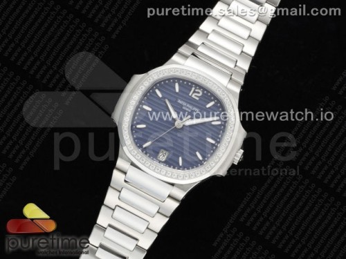 3K공장 파텍필립 노틸러스 7118 블루다이얼 다이아베젤 브슬 _ Nautilus 7118 Ladies 3KF 11 Best Edition Blue Dial Diamonds Bezel on SS Bracelet A324 Super Clone