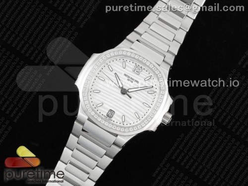 3K공장 파텍필립 노틸러스 7118 화이트다이얼 다이아베젤 브슬 _ Nautilus 7118 Ladies 3KF 11 Best Edition White Dial Diamonds Bezel on SS Bracelet A324 Super Clone