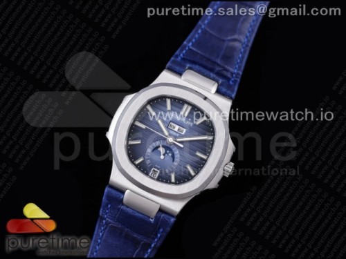 GR공장 V2 파텍필립 노틸러스 애뉴얼캘린더 블루다이얼 가죽 _ Nautilus 5726 Complicated SS GRF 11 Best Edition Blue Textured Dial on Blue Leather Strap A324